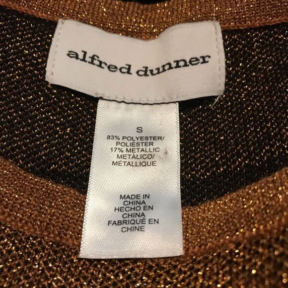 Alfred Dunner Cardigan Women Size Small Bronze Chevron Stripe Two-For-One NWT - Picture 8 of 9